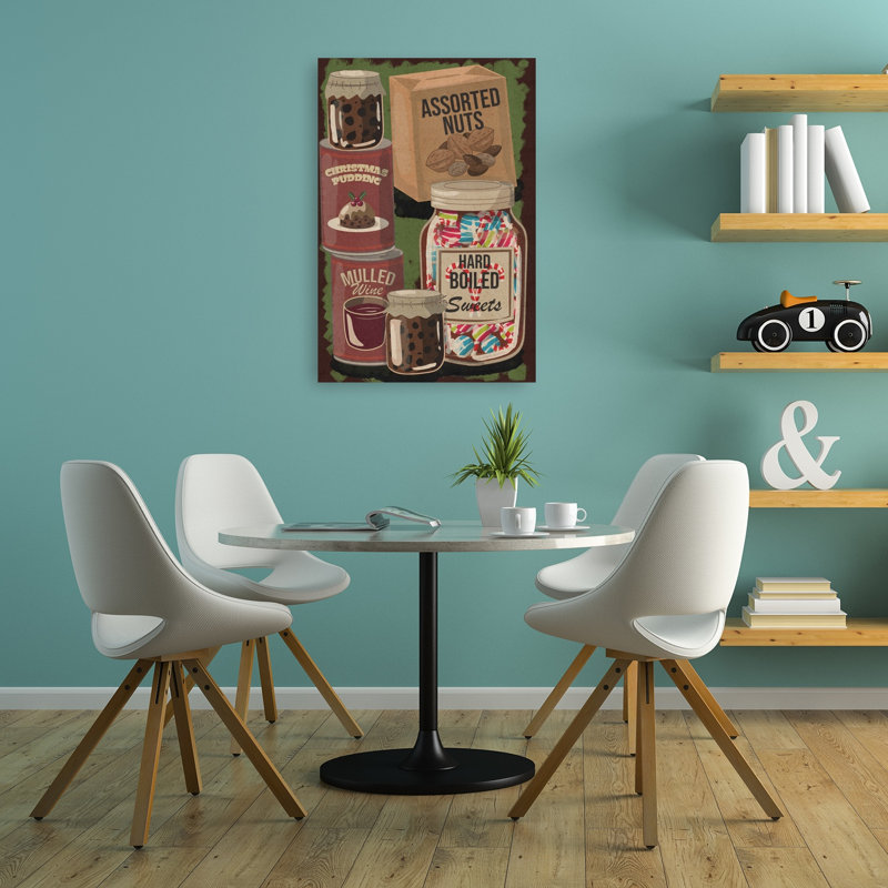 «Festive Christmas Provisions Retro Traditional Vintage Winter», reproduction d'art mural, H 36 po x l 24 po