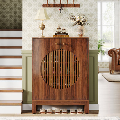 Armoire de rangement pour chaussures 20 paires avec portes à persiennes