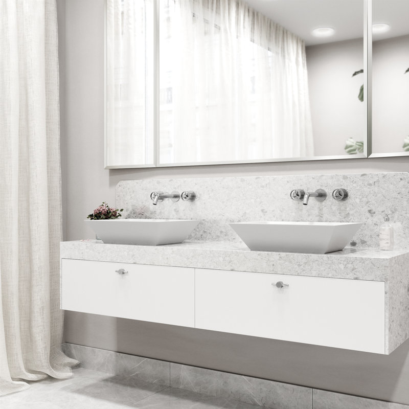 Cass 3" H Two Handle WaterSense Wall Mount Bathroom Faucet, Chrome