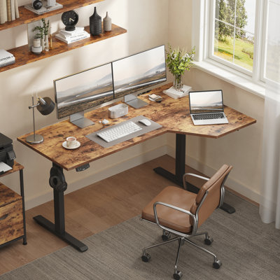 63" L Shaped Standing Desk for Home Office,Electric Height Adjustable Desk With Memory Controller,Easy to Assemble
