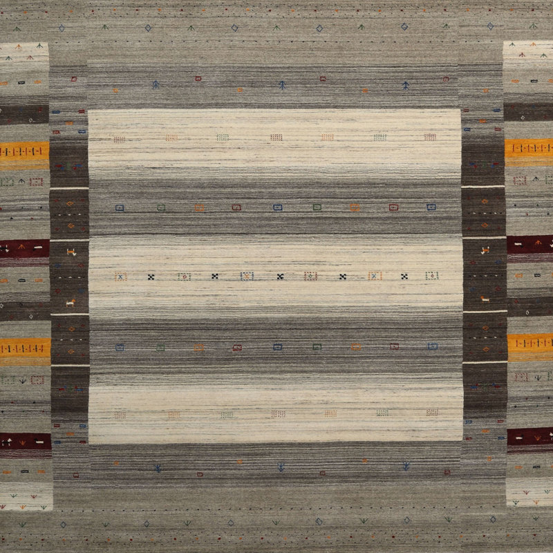 Tapis contemporain gris / olive Gellért, Carré 5 pi