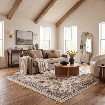 Tapis en laine beige / gris Abena