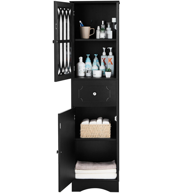 Armoire de salle de bain noire avec surface imperméable moderne, noir, espace