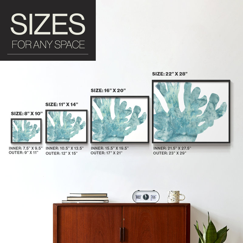 Blue Macro Coral I -Framed Print - Restickable, H 16 po x l 20 po, Noir, noir, noir, noir