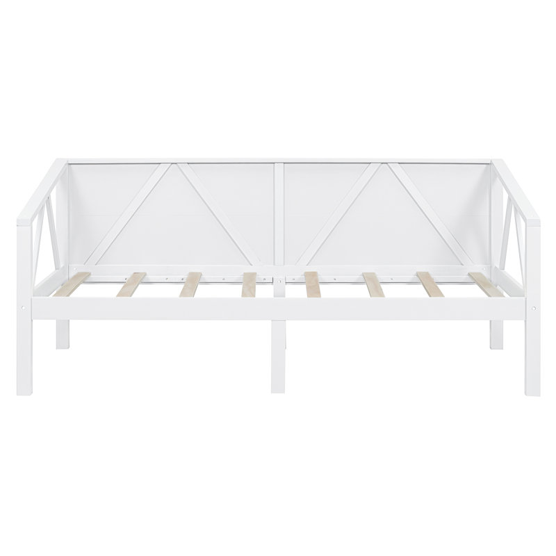 Twin Size White Wood Frame Daybed, Modern Multi-Functional Sofa Bed for Bedroom & Living Room, No Box Spring Needed, Twin