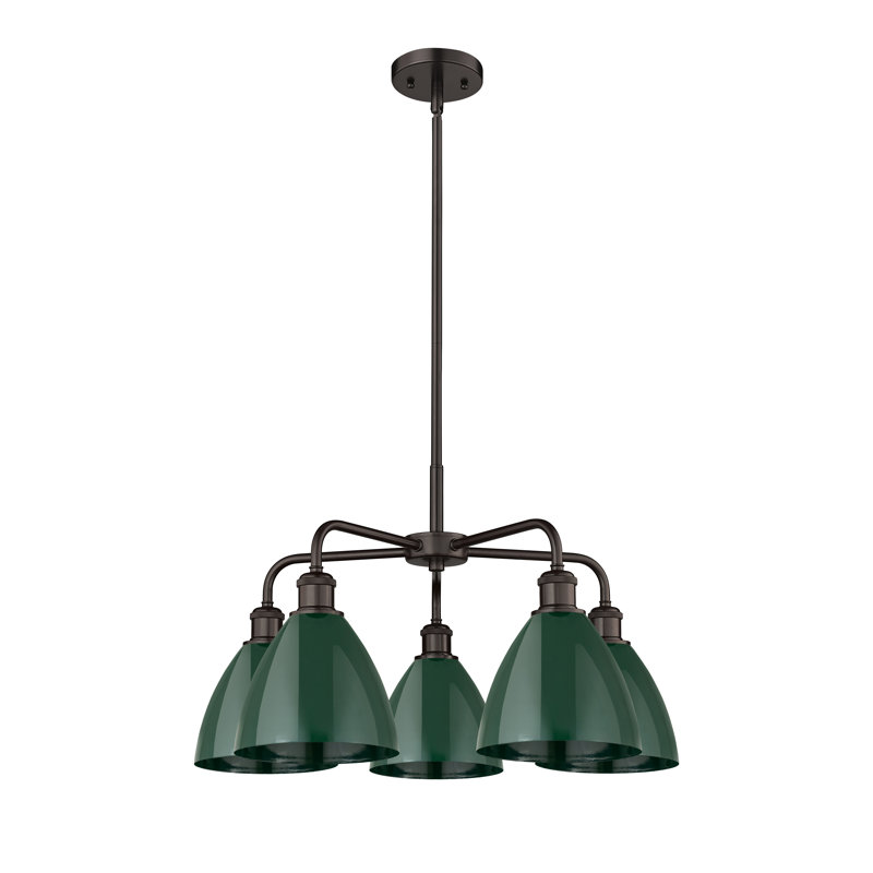 Lustre en dôme à 5 lumières Trickett, Vert, Bronze huilé