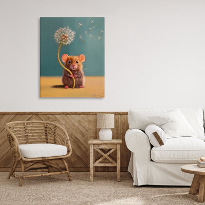 «Tiny Wishes Mouse» et toile de pissenlit, conception par Lucia Heffernan