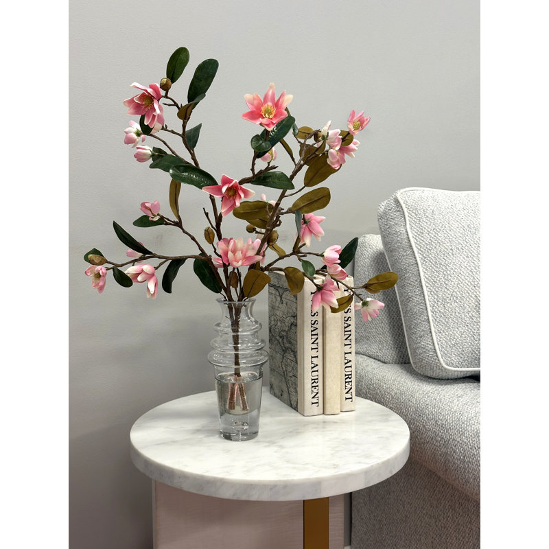 Organic Modern Magnolias in Glass Vase