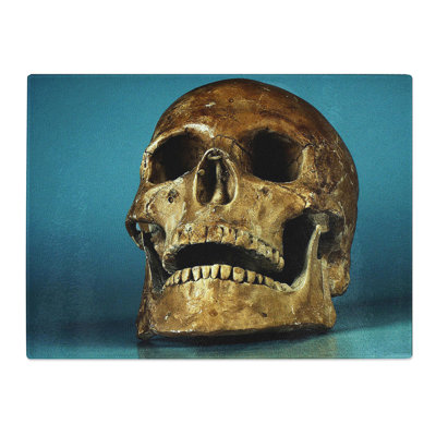 Bronze Skull  Glass Chopping Board