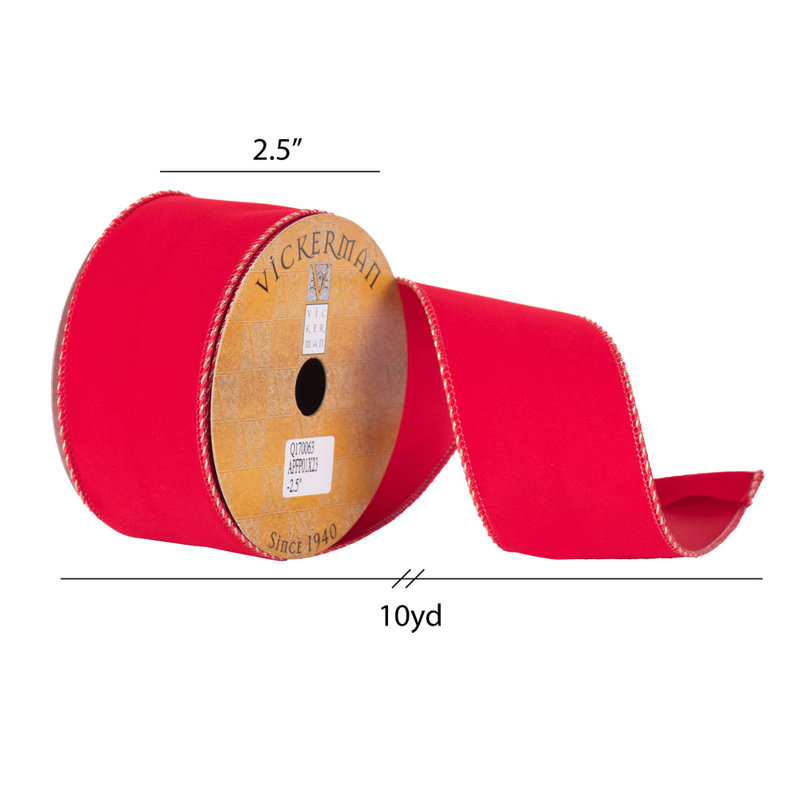 0.2'' Solid Ribbon, Red/Gold
