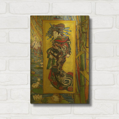 «Courtesan After Eisen» par Vincent Van Gogh, art mural en métal doré, 12 po x 16 po