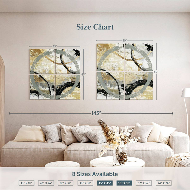 Avery Gold And Black Rings, 45'' H x 45'' W