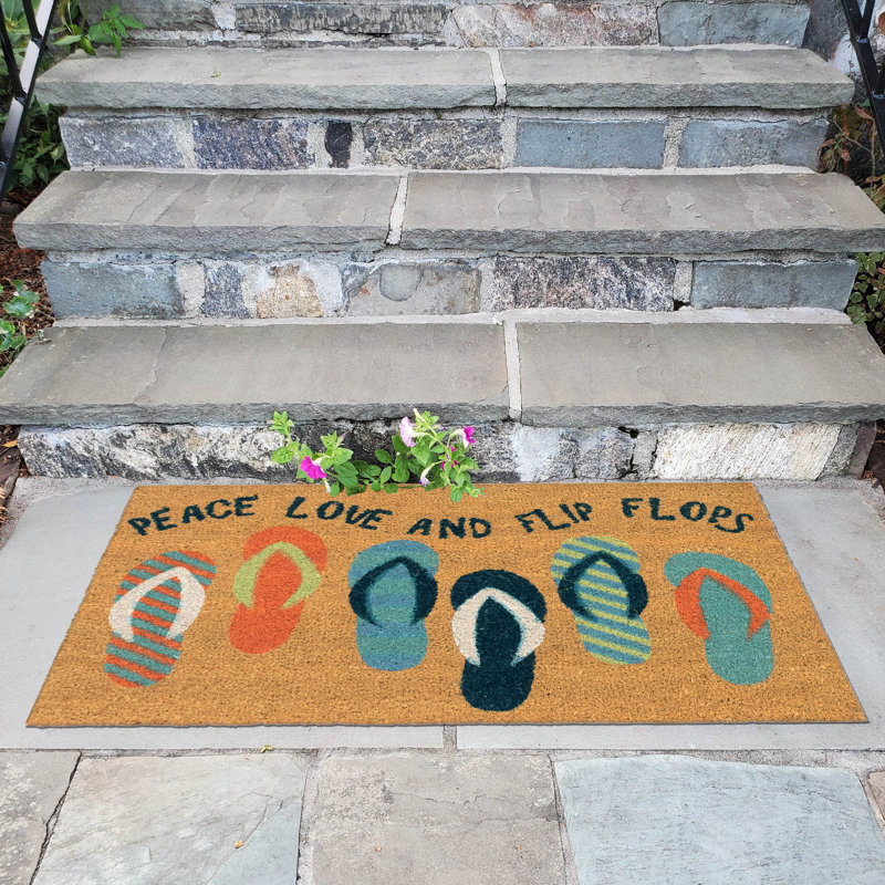Tapis d'entrée antidérapant Gunnell, L 18 po x L 30 po, Brun clair / bleu / orange / blanc