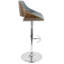 Tabouret de bar réglable Mid-Century avec pivot en tissu noyer et bleu par - ensemble de 2-1067280855