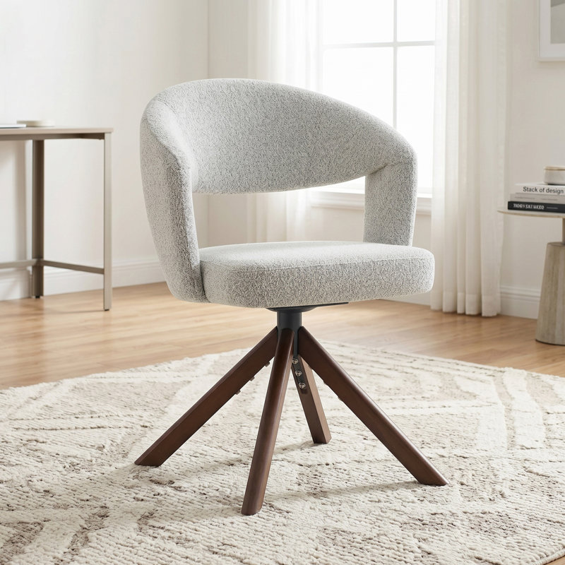 49cm H Fabric Upholstered Upholstered Back Accent, Walnut, Light Grey