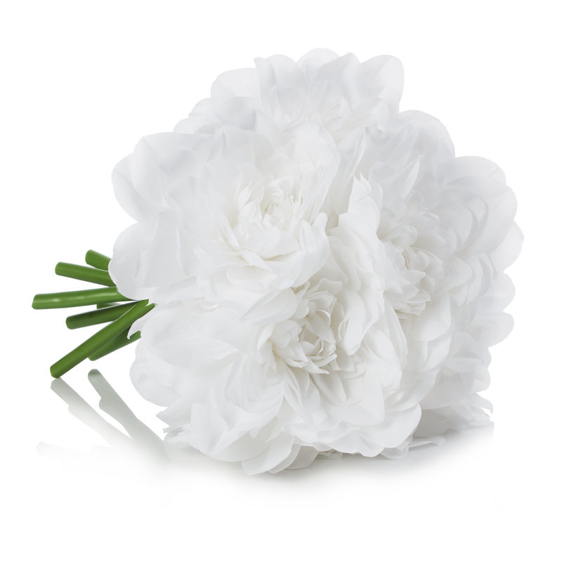 Arrangement floral dahlia en soie dans un vase, Blanc
