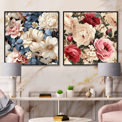 Ensemble de 2 collages floraux rétro à motif floral III