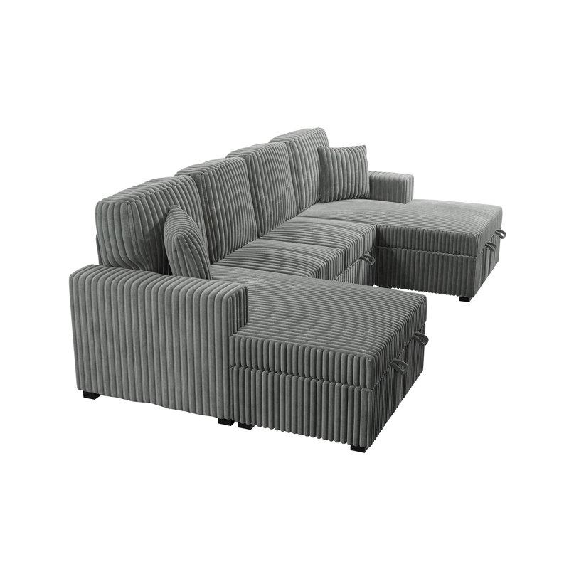 Canapé-lit modulaire convertible 3 pièces pour canapé-lit de style contemporain en velours côtelé