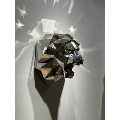 Tête de lion décorative africaine - Chrome - L