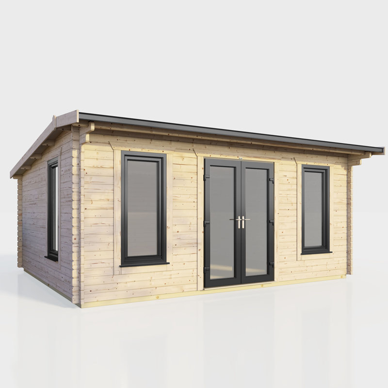 Powersheds 18 x 12ft Apex Log Cabin, Doors Central - 44mm
