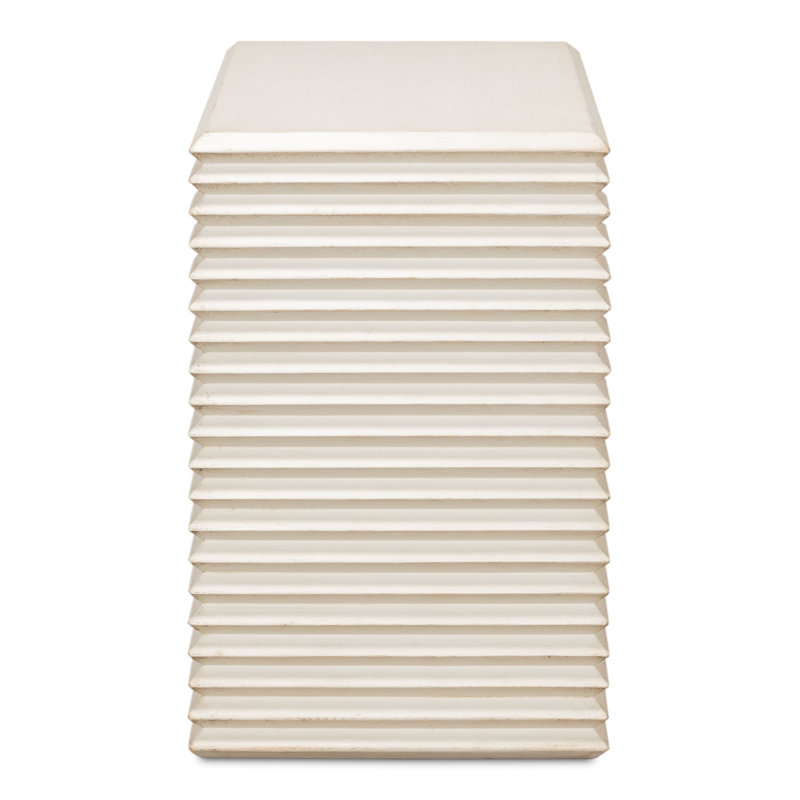 Stacked Solid Wood End Table, Antique White