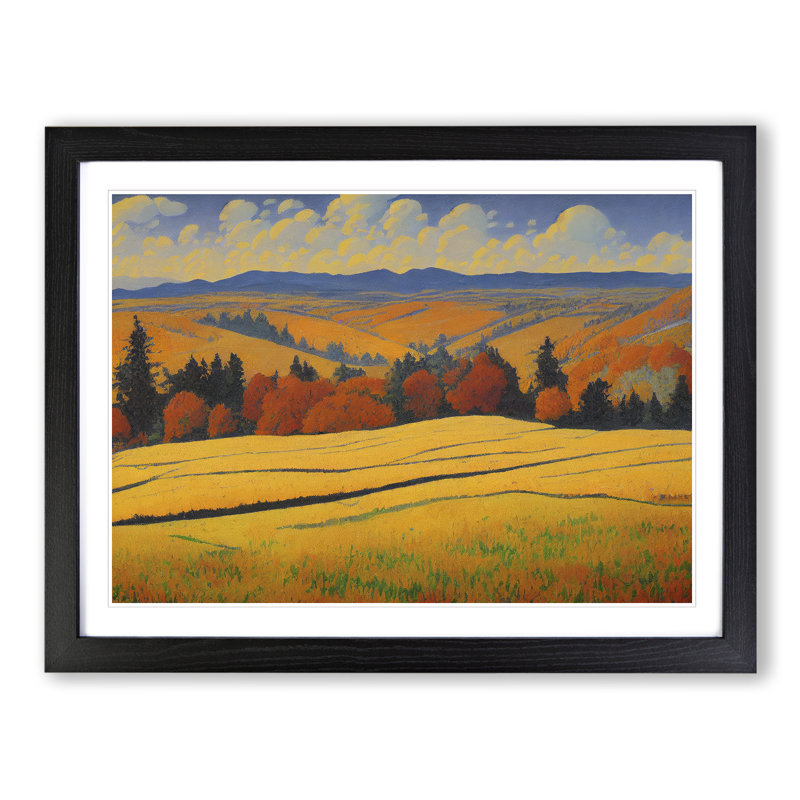 Autumn Meadow Landscape Vol.5 - Single Picture Frame Print, Black Framed, 46cm H x 64cm W x 2cm D