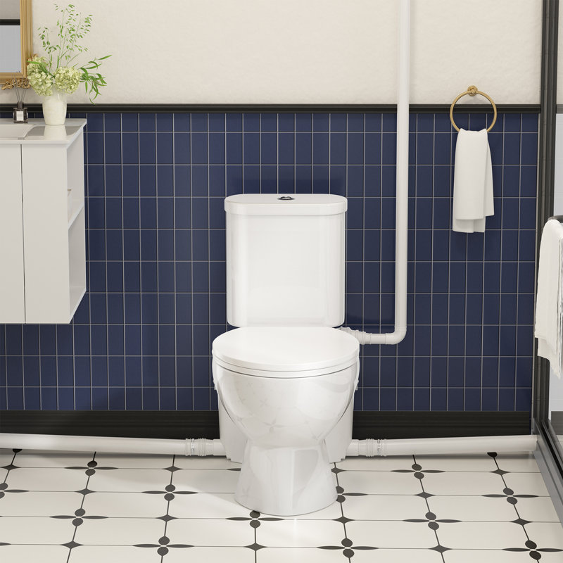 Macerating Toilet With 1000w Macerator Pump, Upflush Toilet For Basement With 4 Water Inlet