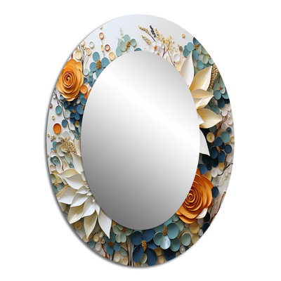 White Succulents Flowers Serene Succulents - White Oval Wall Mirror Decor