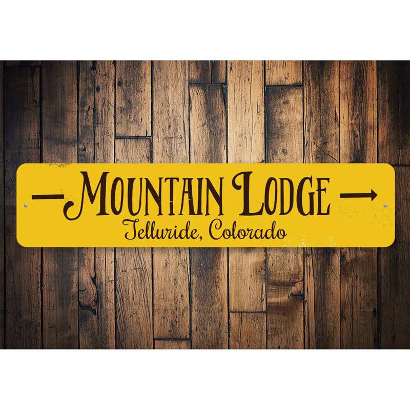 Plaque en aluminium Mountain Lodge, H 6 po x l 24 po x P 0,06 po