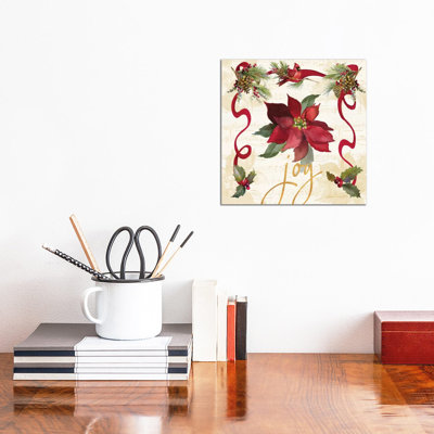 Christmas Poinsettia Ribbon Iv - Wrapped Canvas Print
