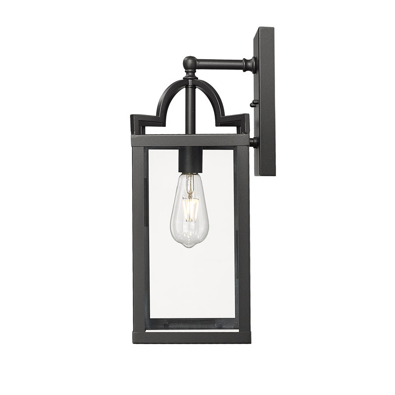 Lanterne murale d'extérieur moderne noir, applique extérieure en verre transparent 18,86 po, porche résistant à la rouille pour porte d'entrée, garage, patio