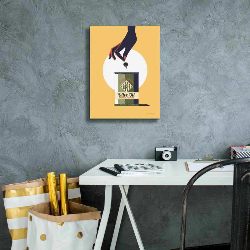 «Olive Oil» par Omar Escalante, art mural sur toile, H 16 po x l 12 po x P 0,75 po