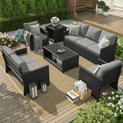 7 - Person Outdoor Seating Group with Cushions and Cover