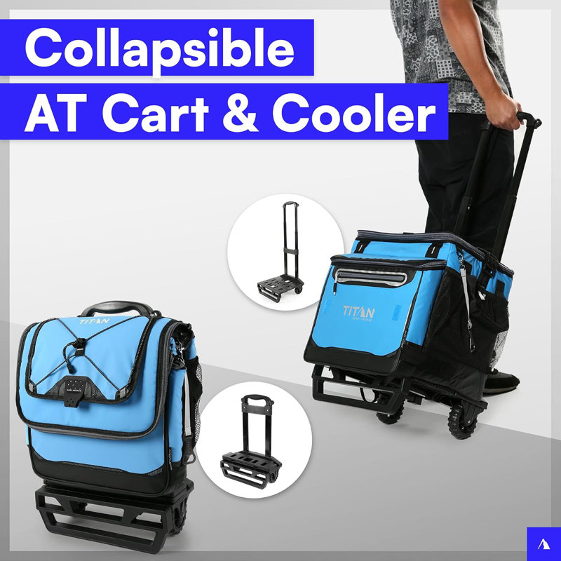 60 (50+10) Can Wheeled Cooler - Collapsible Rolling Cooler with Wheels and All-Terrain Cart