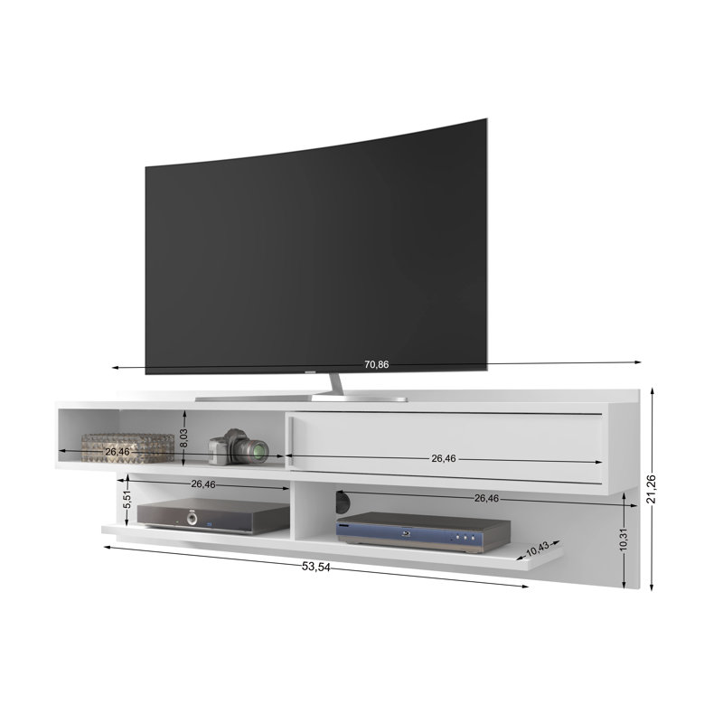 Gordan Floating TV Stand for TVs up to 60", White