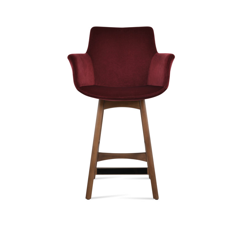 Tabouret de bar et de comptoir Bottega PR, Tabouret de comptoir (siège d'une hauteur de 24 p, Noyer, Cerisier