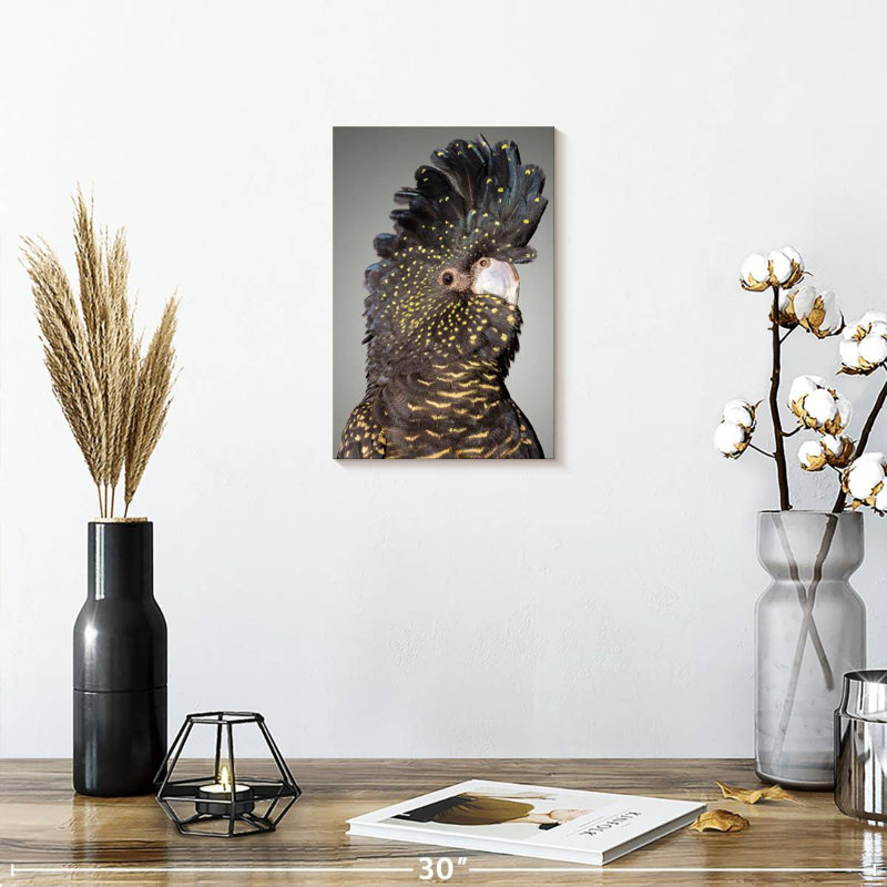 Brampt Black Cockatoo Head, 12" H x 8" W