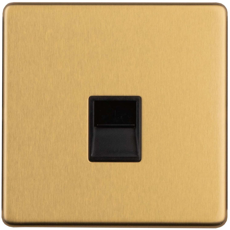 1 Gang Single BT Telephone Master Socket SCREWLESS MATT WHITE Wall Face Plate, Gold, Brass