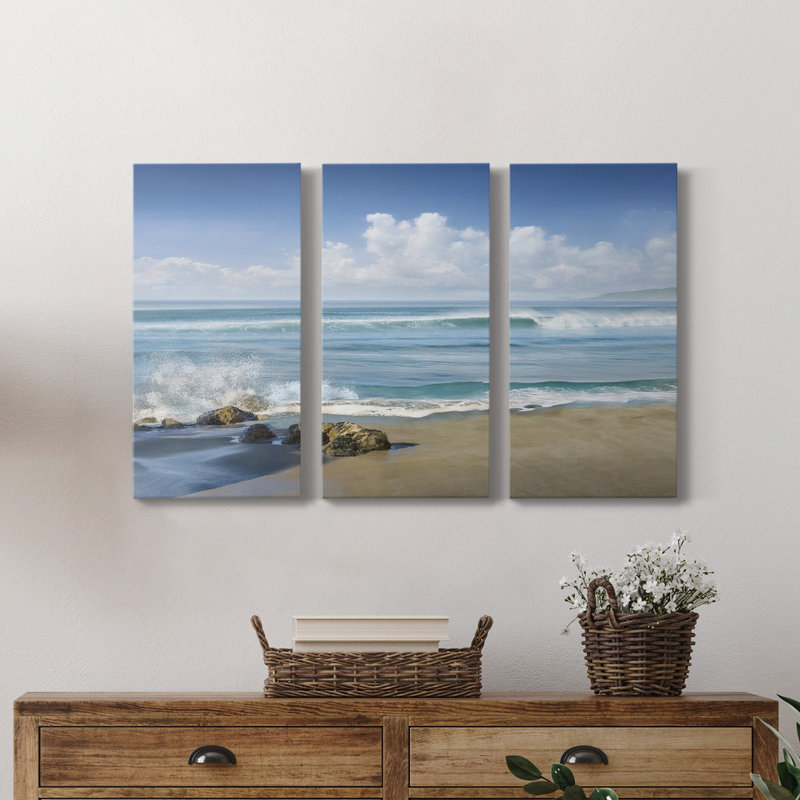 «Sweeping Blue» - Photographie sur toile tendue 3 pièces, H 48 po x l 96 po x P 1 po