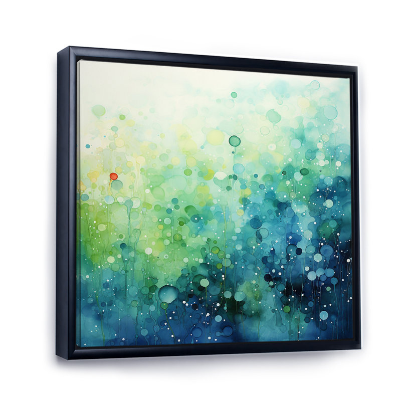 Misty Meadow II - Abstract Landscape Canvas Prints, H 36 po x l 36 po x P 1,5 po, Cadre flottant noir