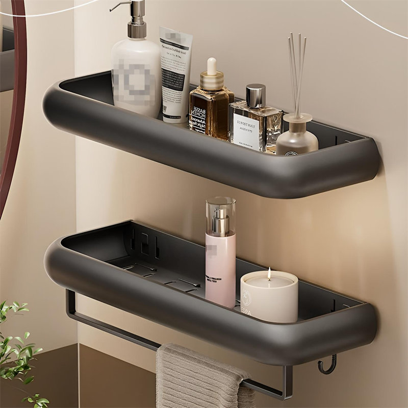 Tablette d'angle sans perçage pour salle de bain, H 4,92 po x l 19,68 po x P 1,71 po