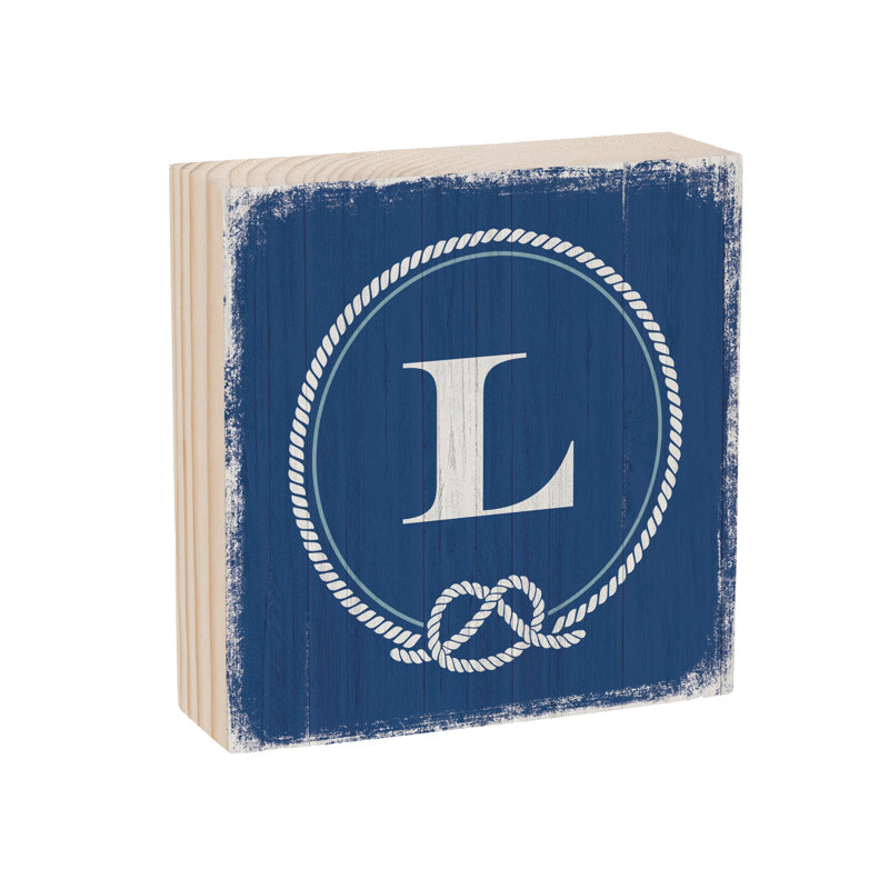 Coastal Wooden Plock Monogram Nautical 6" L