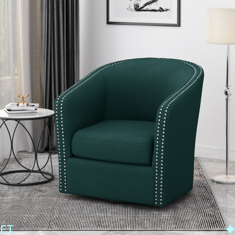 CHAISE PIVOTANTE, garniture cloutée, Vert