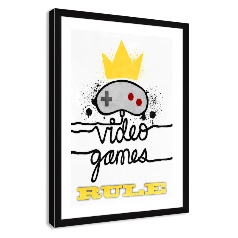 Impression de papier règle de jeux vidéo, H 36,5 po x l 26,5 po x P 0,63 po, Cadre noir
