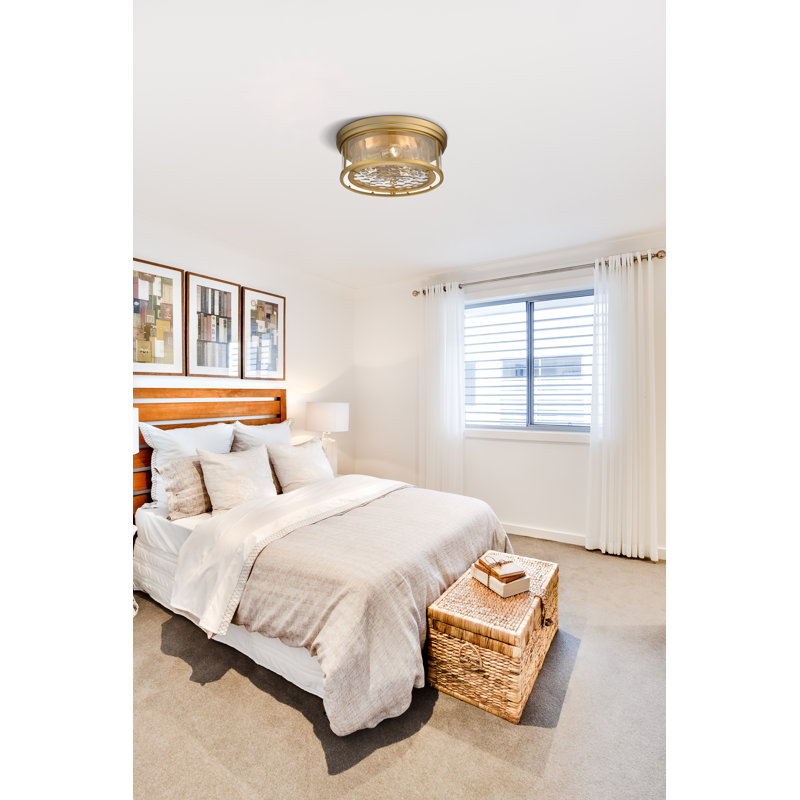 Masuda Glass Flush Mount, Olde Brass
