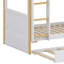 Lit superposé de forme maison avec tablettes de rangement intégrées et lit gigogne escamotable
