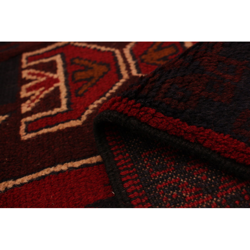 Tapis décoratif en laine rouge noué à la main 3 pi 8 po x 6 pi 6 po one-of-a-kind Bertasi