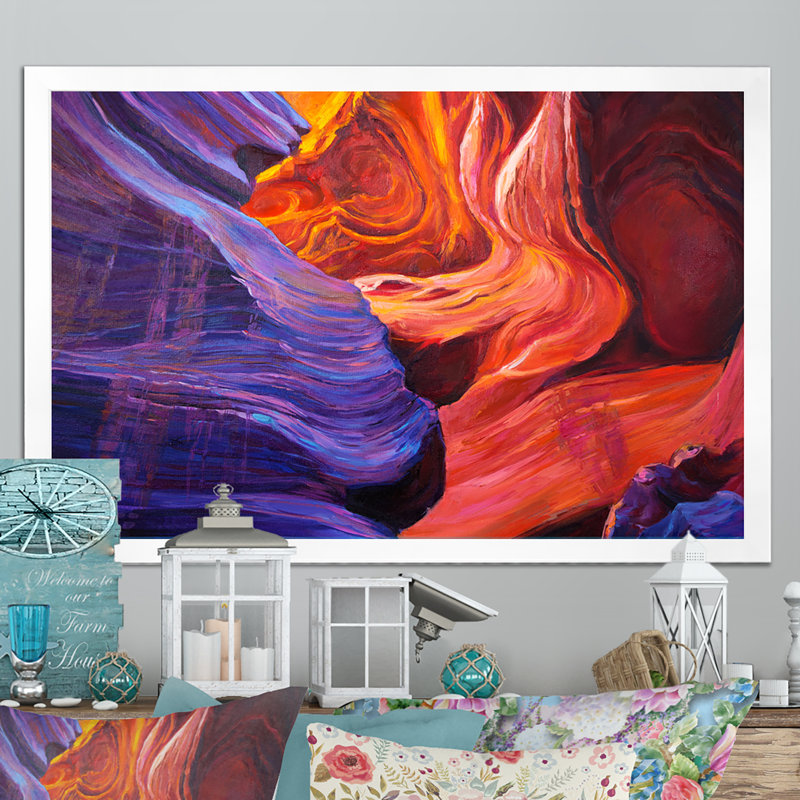 Grand Canyon - reproduction d'art sur toile, H 24 po x l 36 po x P 1 po, Cadre photo blanc
