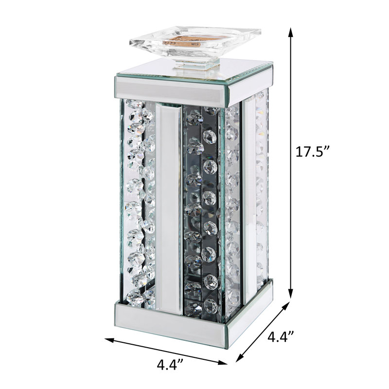 Bougeoir de table en miroir, H 17,5 po x l 4,4 po x P 4,4 po