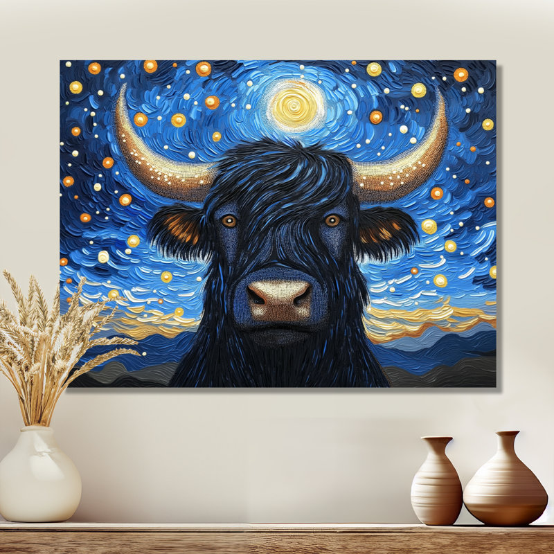 «Dynamic Storm of Yak» par Vincent I - art mural Yaks, H 24 po x l 32 po, Toile tendue, Ne s’applique pas
